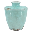 Haily Decorative Vase- Tapered Body and Narrow Neck- Blue Terracotta 12 Inch