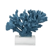 Davy Expansive Faux Coral Accent- Clear Glass- Rich Blue Polyresin 10 Inch