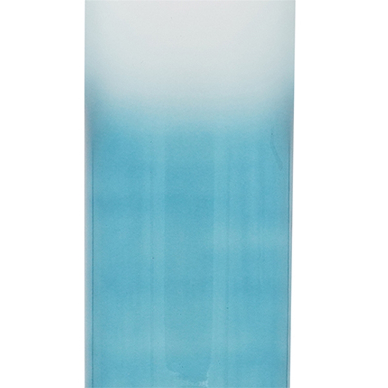 Joane Tall Decorative Vase- Gold Aluminum Stand- Blue-White Glass 21 Inch