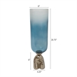 Joane Tall Decorative Vase- Gold Aluminum Stand- Blue-White Glass 21 Inch