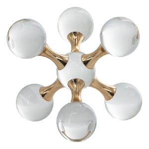 Tammy Science Atom Accent with 6 Glass Spheres- Gold Iron Stems- 7 Inch