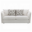 Yoda Loveseat with 4 Pillows- Foam Beige Chenille- Brown Trim- 73 Inch