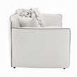 Yoda Loveseat with 4 Pillows- Foam Beige Chenille- Brown Trim- 73 Inch
