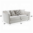 Yoda Loveseat with 4 Pillows- Foam Beige Chenille- Brown Trim- 73 Inch