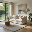 Yoda Loveseat with 4 Pillows- Foam Beige Chenille- Brown Trim- 73 Inch