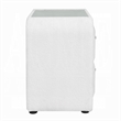 Kery Glass Top Nightstand- 2 Drawers- White Teddy Sherpa Upholstery