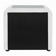 Kery Glass Top Nightstand- 2 Drawers- White Teddy Sherpa Upholstery