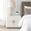 Kery Glass Top Nightstand- 2 Drawers- White Teddy Sherpa Upholstery
