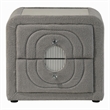 Kery Nightstand- 2 Drawers- Glass Top- Gray Teddy Sherpa Upholstery