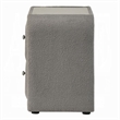 Kery Nightstand- 2 Drawers- Glass Top- Gray Teddy Sherpa Upholstery