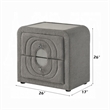 Kery Nightstand- 2 Drawers- Glass Top- Gray Teddy Sherpa Upholstery