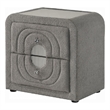 Kery Nightstand- 2 Drawers- Glass Top- Gray Teddy Sherpa Upholstery