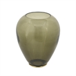 Abby Decorative Jar with Gold Aluminum-Brass Leaf Lid- Green Glass 14 Inch