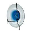 Chloe Handmade Charger Plate- Blue Glass Gradient- Black Stand 18 Inch