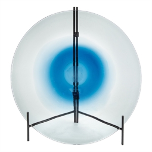 Chloe Handmade Charger Plate- Blue Glass Gradient- Black Stand 18 Inch