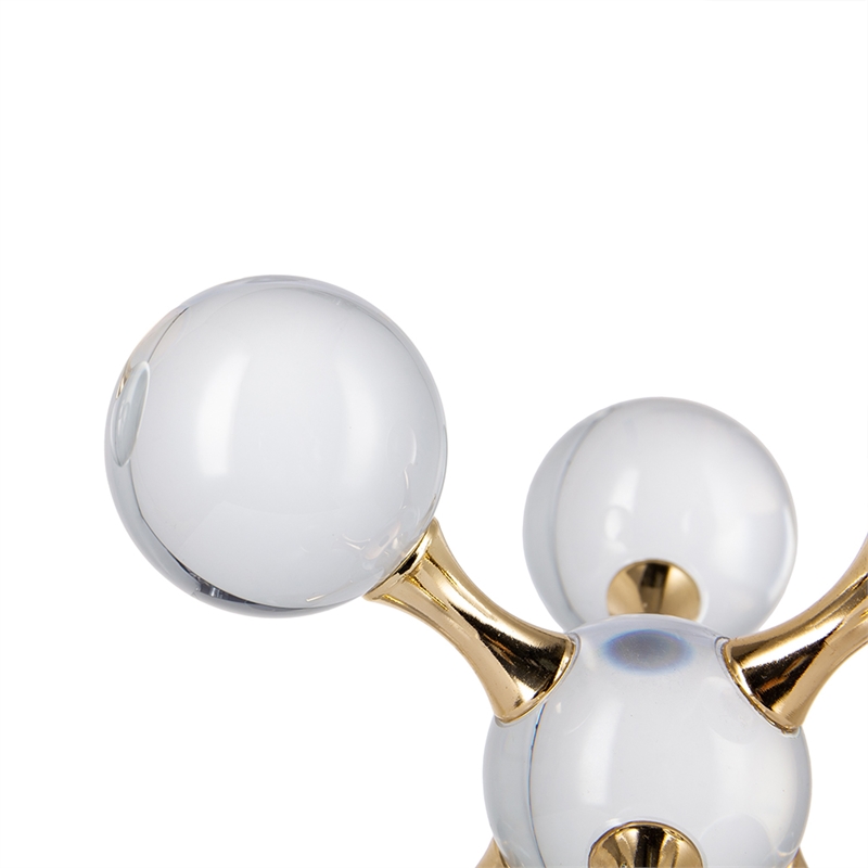 Tammy Atomic Ball Accent with 6 Glass Spheres- Gold Iron Stems- 8 Inch