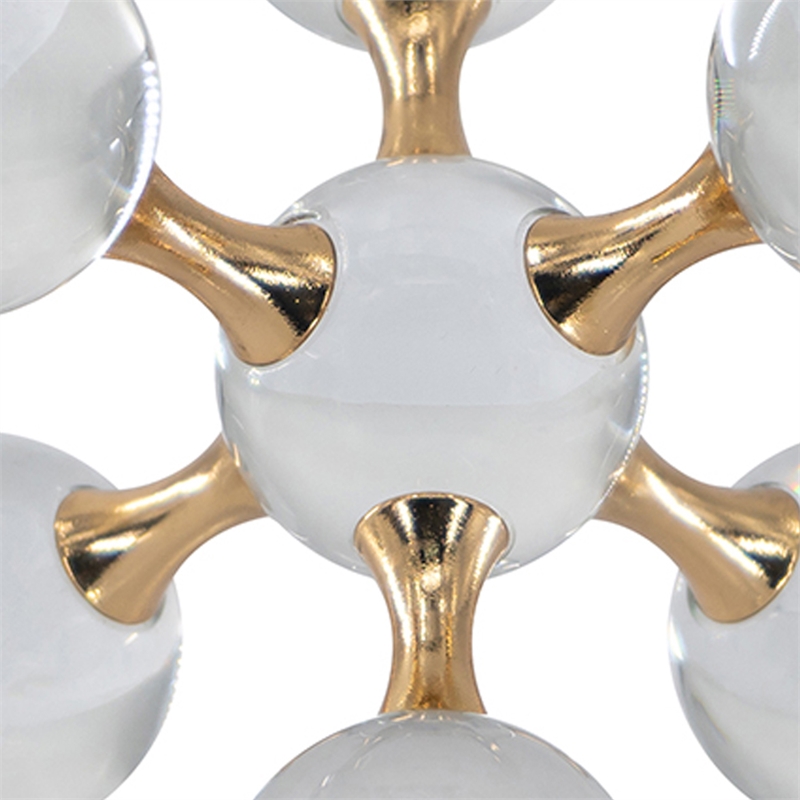 Tammy Atomic Ball Accent with 6 Glass Spheres- Gold Iron Stems- 8 Inch