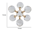 Tammy Atomic Ball Accent with 6 Glass Spheres- Gold Iron Stems- 8 Inch