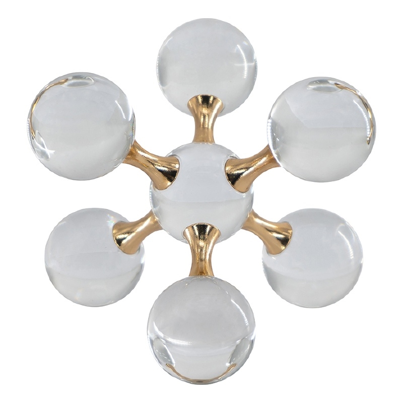 Tammy Atomic Ball Accent with 6 Glass Spheres- Gold Iron Stems- 8 Inch