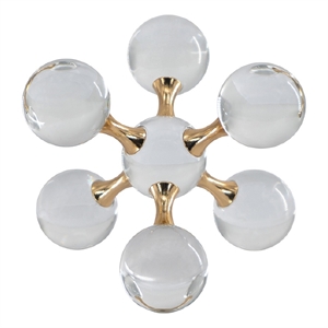 Tammy Atomic Ball Accent with 6 Glass Spheres- Gold Iron Stems- 8 Inch