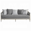 Fero Sofa with 5 Pillows- Gray Chenille- Champagne Wood Trim- 87 Inch