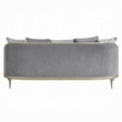 Fero Sofa with 5 Pillows- Gray Chenille- Champagne Wood Trim- 87 Inch