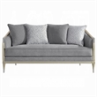 Fero Loveseat with 4 Pillows- Gray Chenille- Champagne Wood Trim- 71 Inch