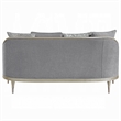 Fero Loveseat with 4 Pillows- Gray Chenille- Champagne Wood Trim- 71 Inch
