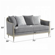 Fero Loveseat with 4 Pillows- Gray Chenille- Champagne Wood Trim- 71 Inch
