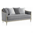 Fero Loveseat with 4 Pillows- Gray Chenille- Champagne Wood Trim- 71 Inch