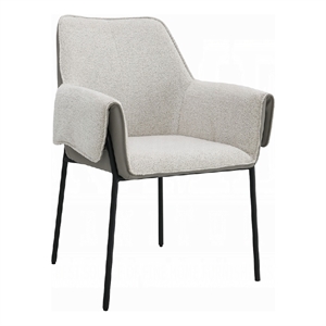 Jory Armchair Set of 2- Beige Chenille- Slim Black Metal Legs