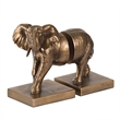 Nimy Decorative Bookend Set of 2- Trumpeting Elephant- Bronze Polyresin