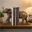 Nimy Decorative Bookend Set of 2- Trumpeting Elephant- Bronze Polyresin