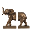 Nimy Decorative Bookend Set of 2- Trumpeting Elephant- Bronze Polyresin