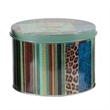 Yuva Decorative Box Set of 3- Animal Motifs and Stripes- Green Metal Tin
