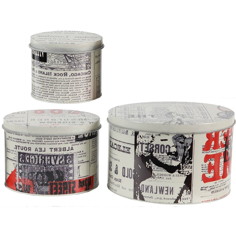 Yuva Decorative Box Set of 3- Vintage Advertisement- Red White Metal Tin