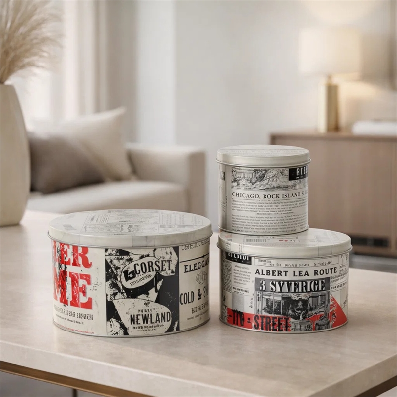 Yuva Decorative Box Set of 3- Vintage Advertisement- Red White Metal Tin