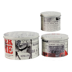 Yuva Decorative Box Set of 3- Vintage Advertisement- Red White Metal Tin
