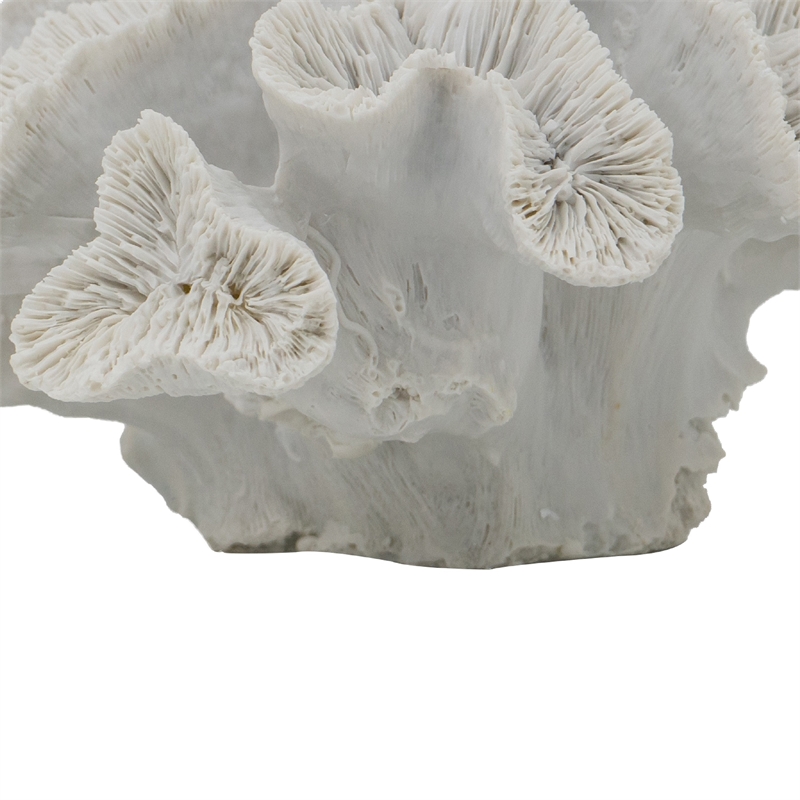 Decorative Coral Sculpture Tabletop Decor- 9 Inch White Polyresin