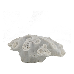 Decorative Coral Sculpture Tabletop Decor- 9 Inch White Polyresin