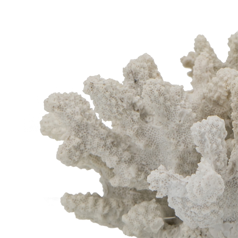 Coastal Decorative Faux Coral Sculpture- Realistic- 8 Inch White Polyresin
