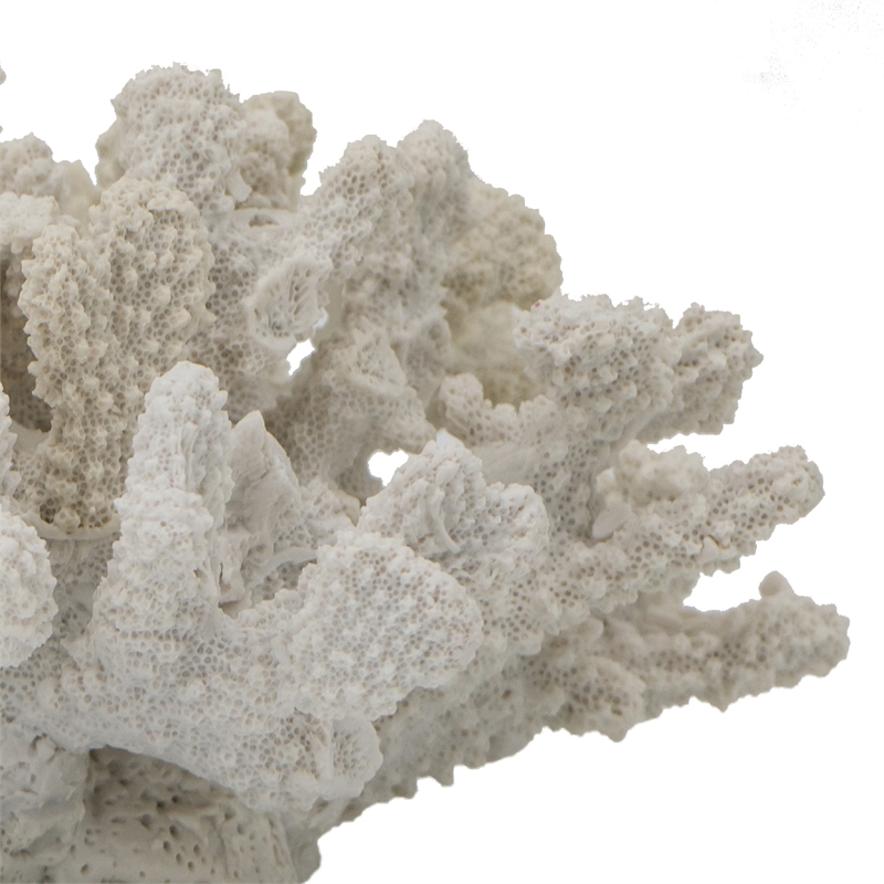 Coastal Decorative Faux Coral Sculpture- Realistic- 8 Inch White Polyresin