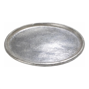 Decorative Plate- Rustic Textured Distress Silver Aluminum 10 Inch Round