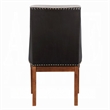 Elsie Dining Chair Set of 2- Foam Fill- Nailed Faux Leather Back- Brown