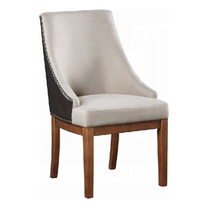 Elsie Dining Chair Set of 2- Foam Fill- Nailed Faux Leather Back- Brown