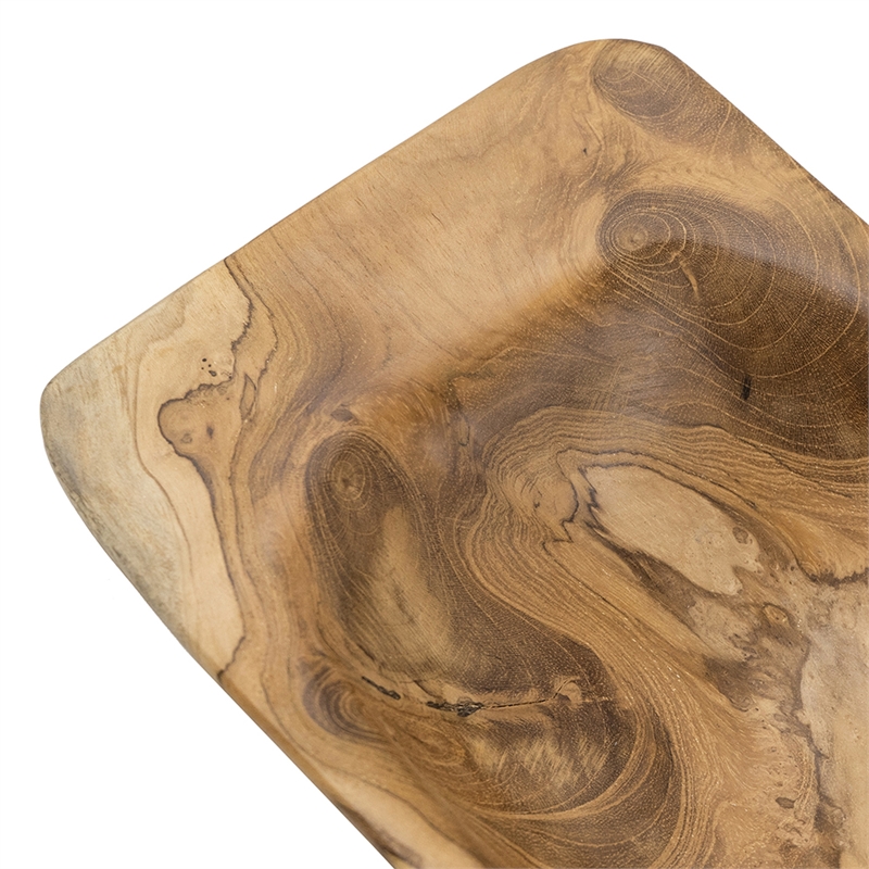 Mepo Display Serving Accent Tray- 19 Inch Natural Brown Teak Wood