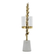 Gigi Candle Holder- Marble Base- Gold Leaf Wreath Ring- White Glass 20 Inch