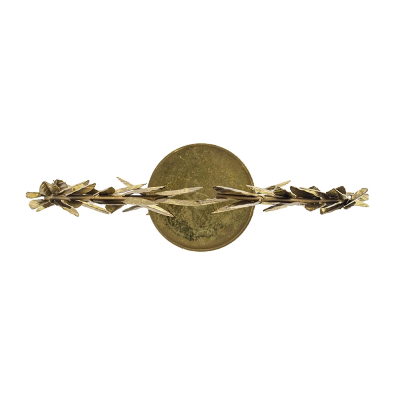 Gigi Candle Holder- Marble Base- Gold Leaf Wreath Ring- White Glass 20 Inch