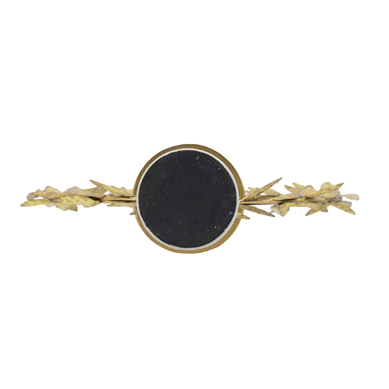 Gigi Candle Holder- Marble Base- Gold Leaf Wreath Ring- White Glass 20 Inch
