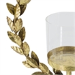 Gigi Candle Holder- Marble Base- Gold Leaf Wreath Ring- White Glass 20 Inch